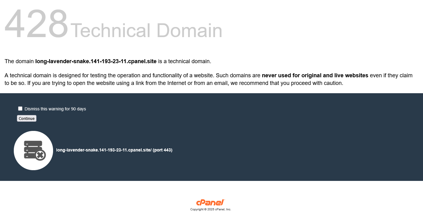 Temporary Domain Technical Warning