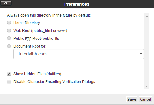 cPanel Filemanager Show Hidden Files