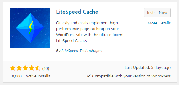 Install Litespeed Cache