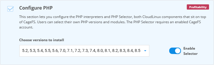 CloudLinux Wizard PHP