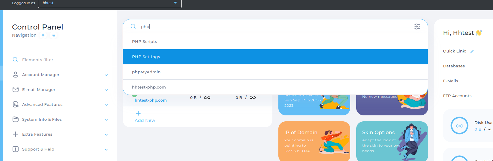 DirectAdmin PHP Settings