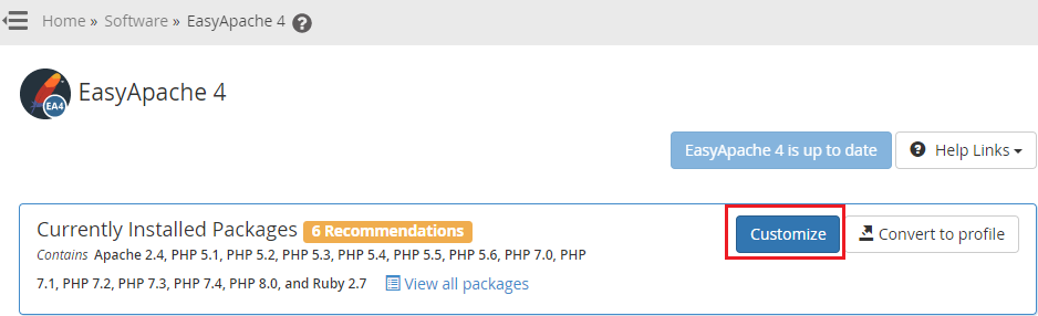 EasyApache 4 Customize