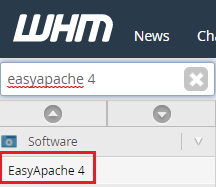 EasyApache 4 WHM Menu