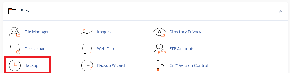 Backup option in cPanel