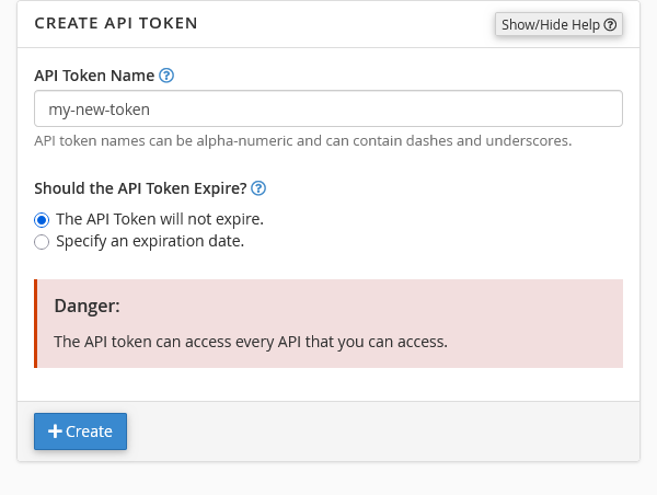 Create API token