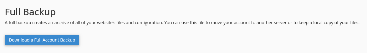 Download a Full Account Backup option
