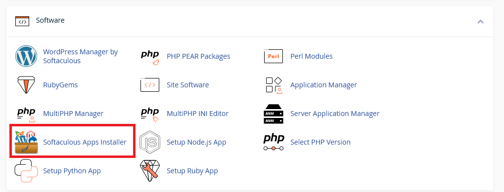 Softaculous search in cPanel