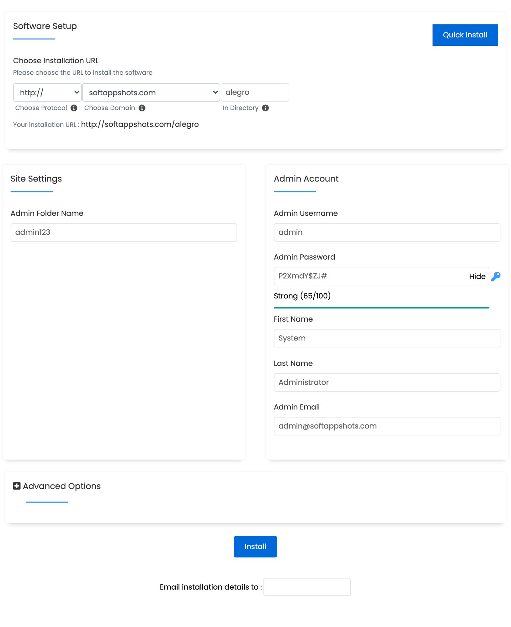 AlegroCart Install Options