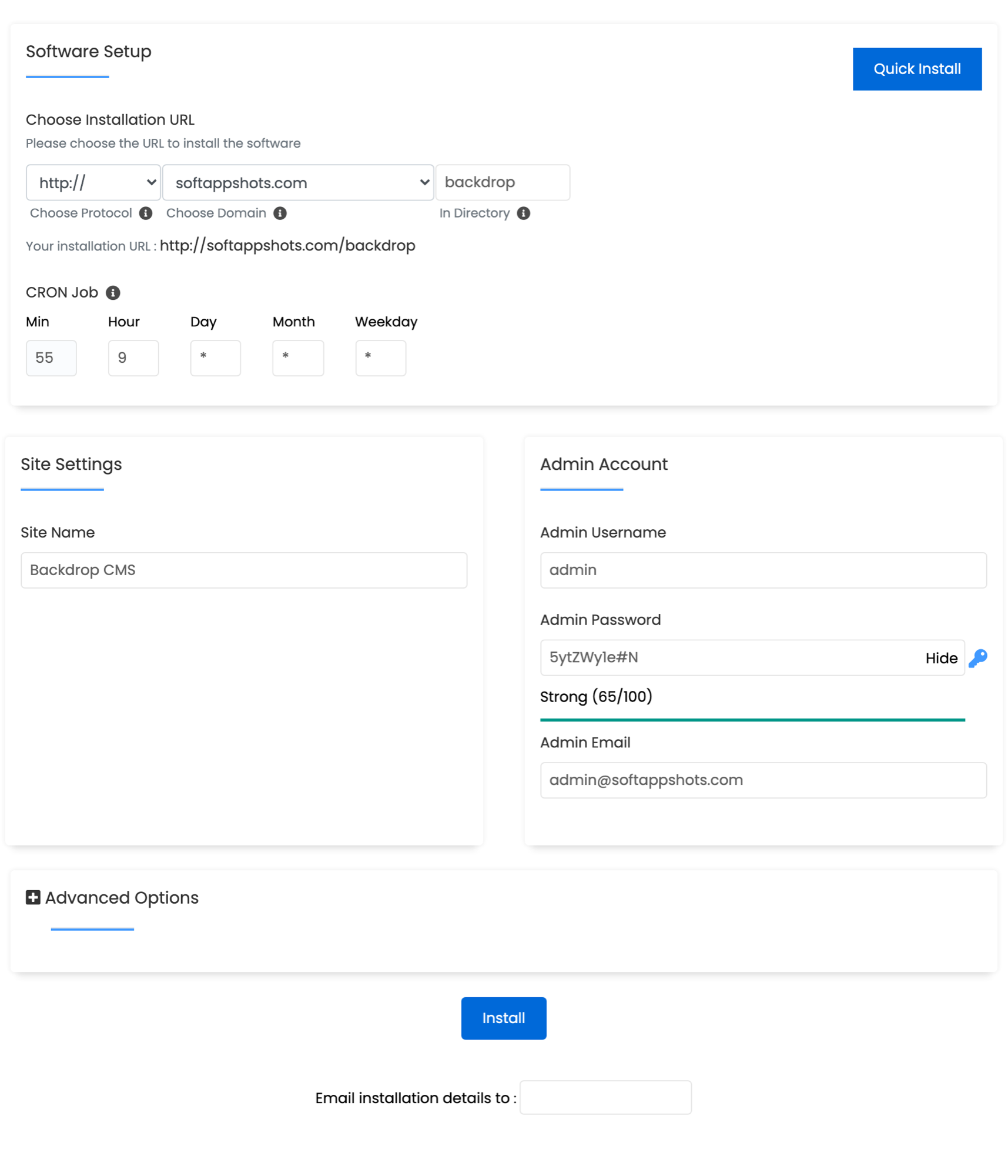 Backdrop CMS Install Options