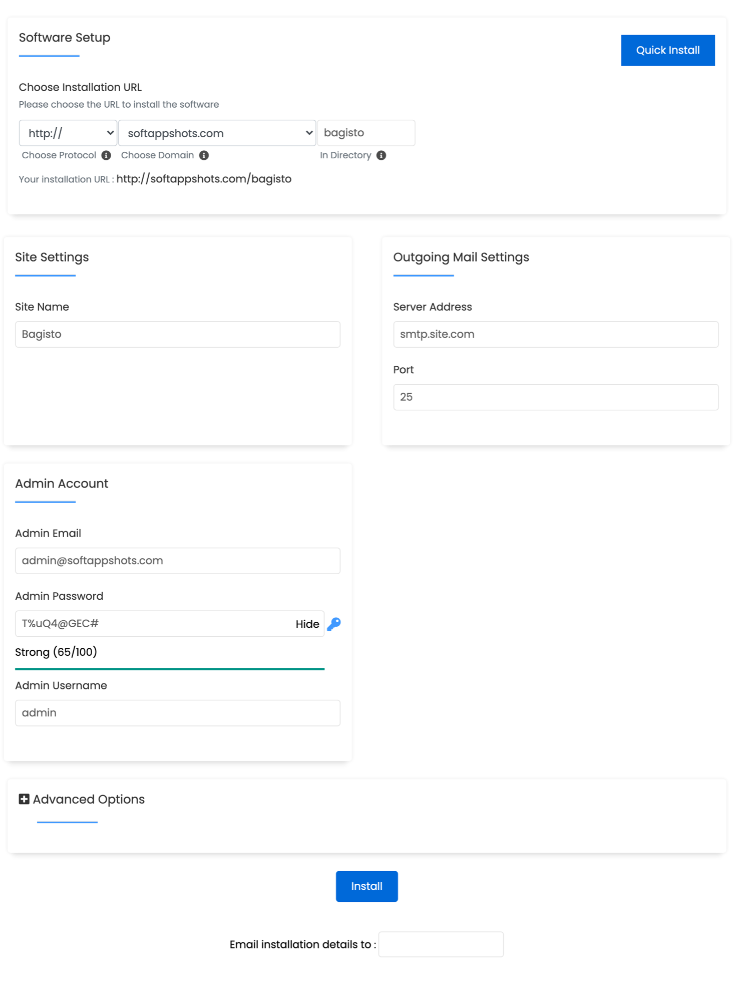 Bagisto Install Options