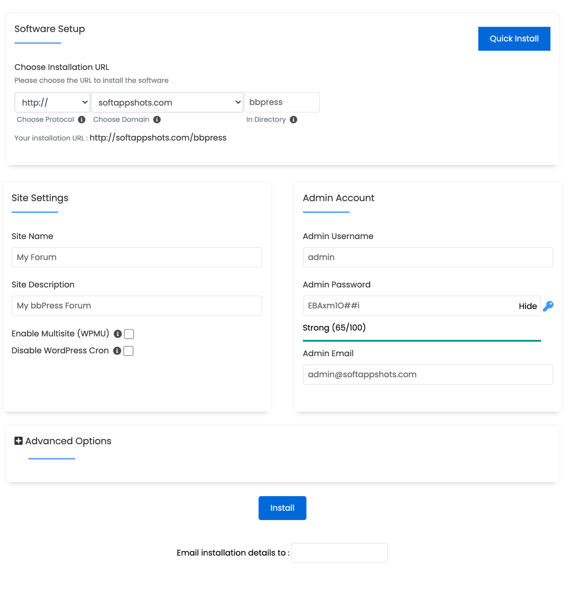bbPress Install Options