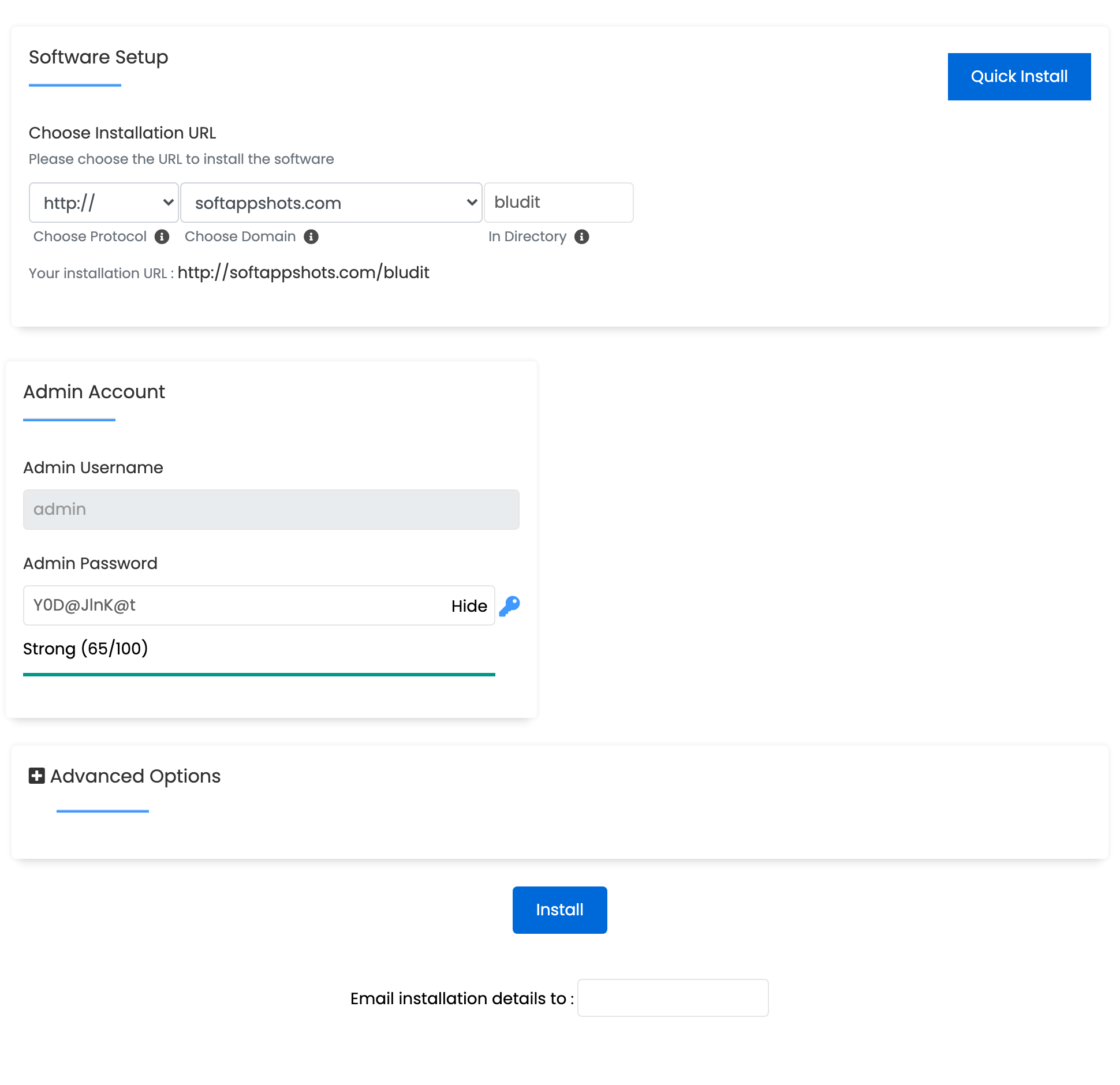 Bludit Install Options