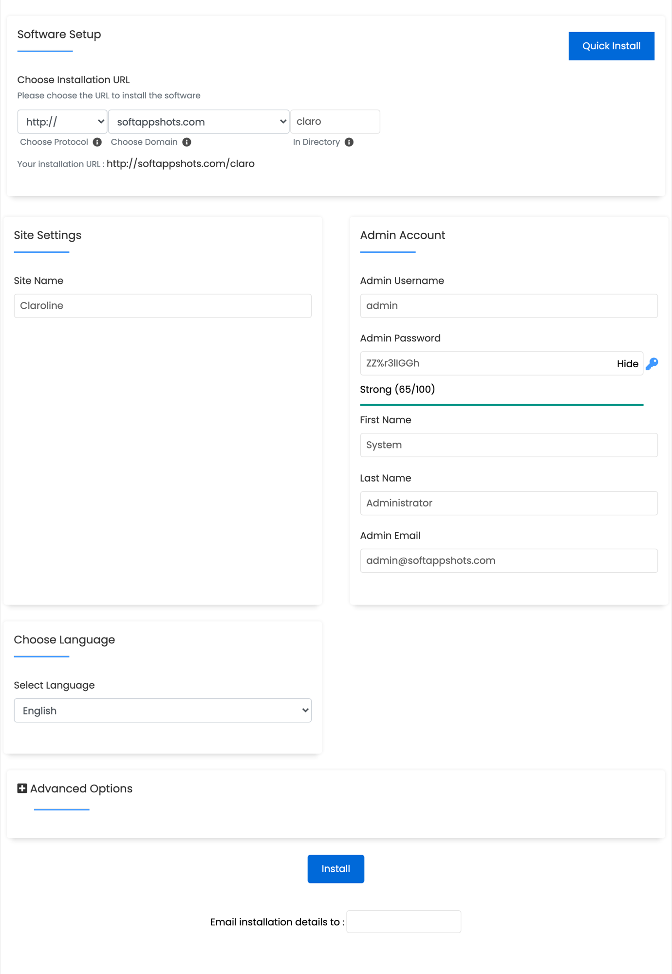 Claroline Install Options