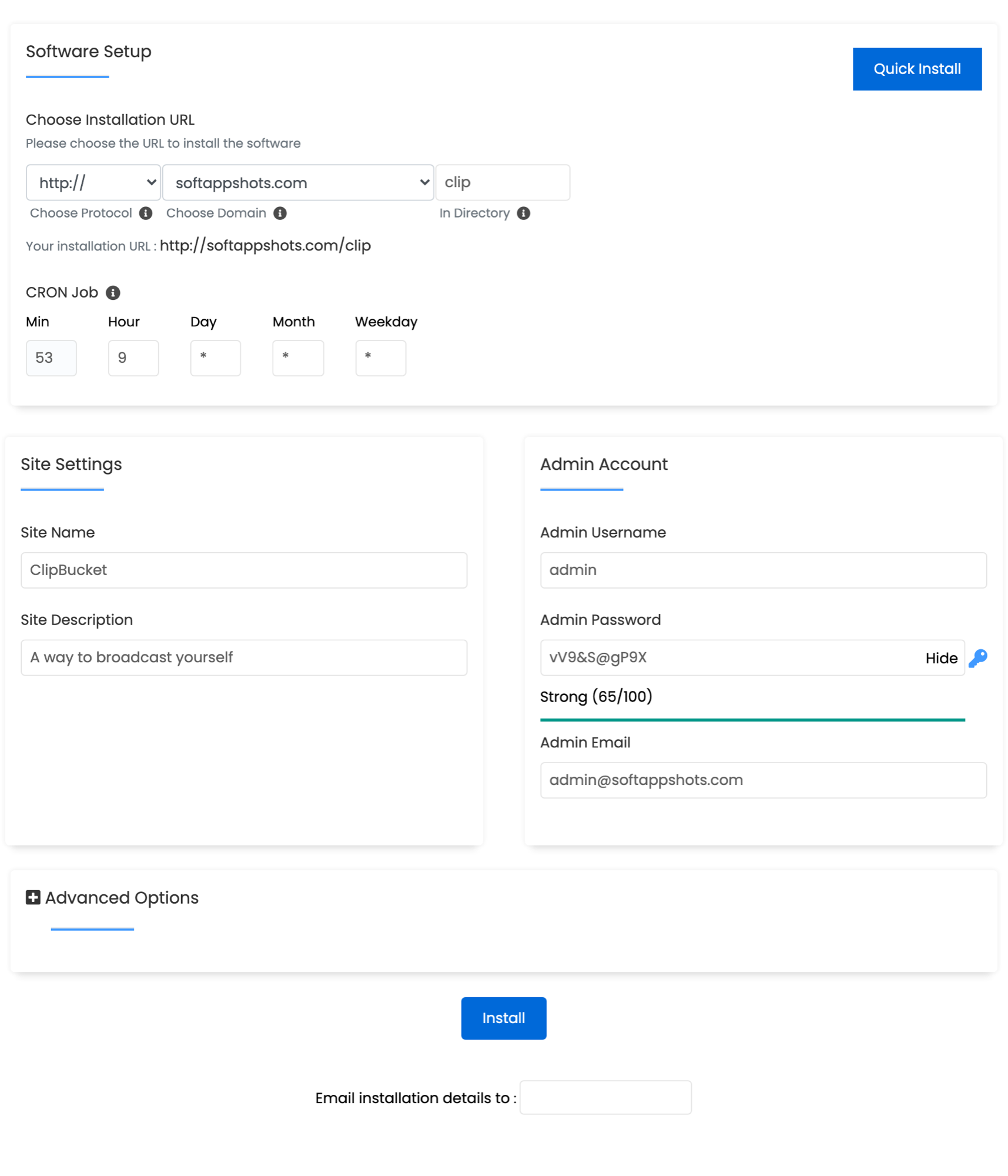 ClipBucket Install Options