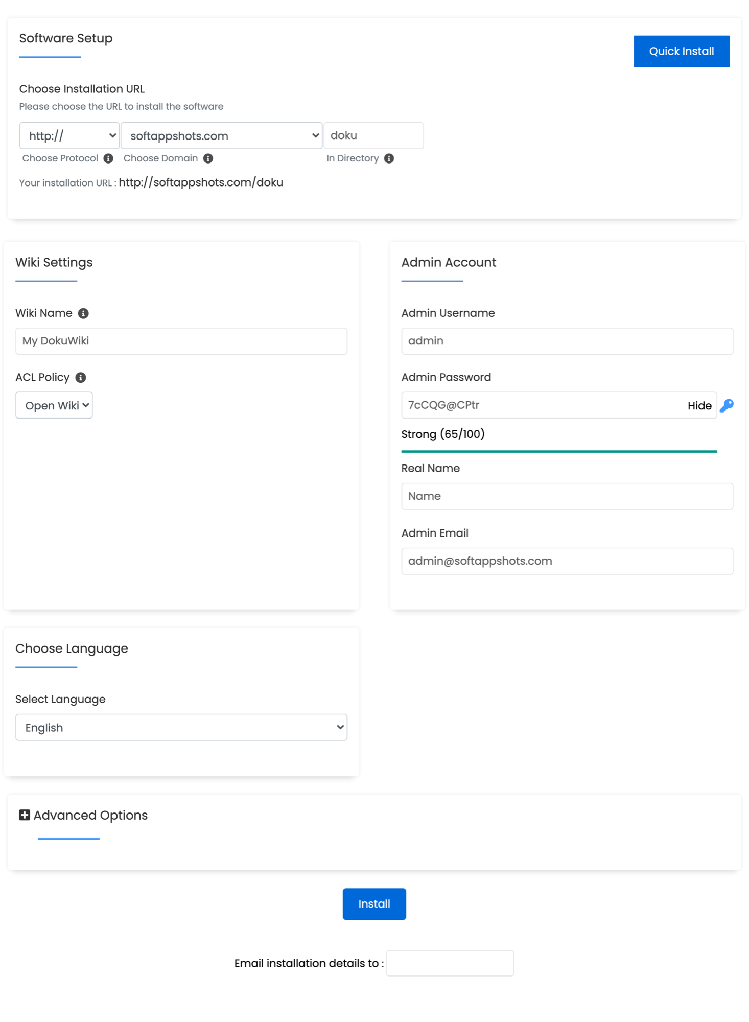 DokuWiki Install Options