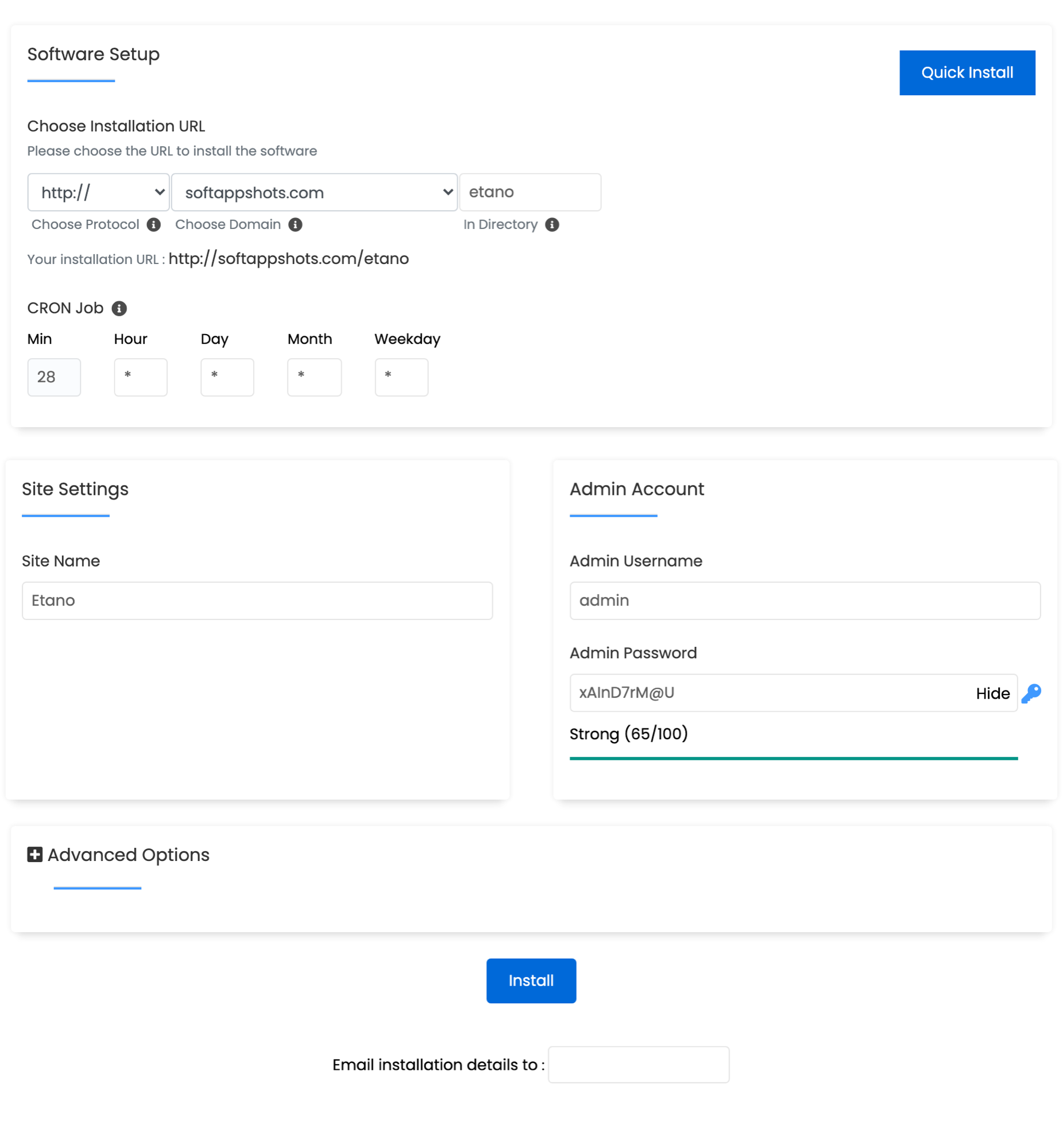 Etano Install Options