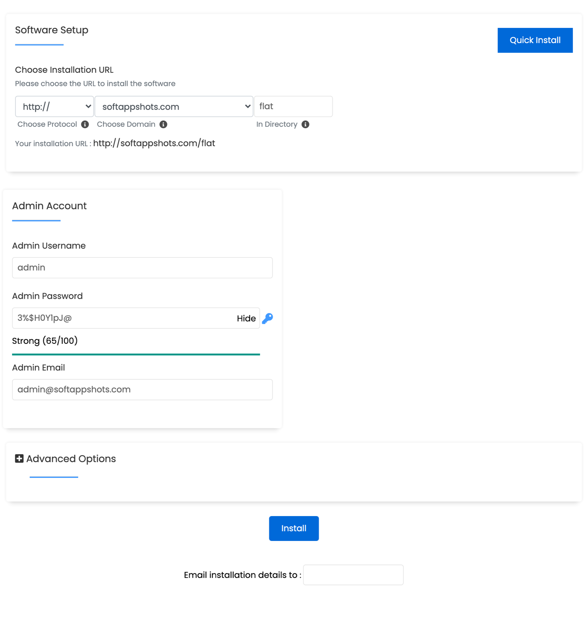 FlatPress Install Options