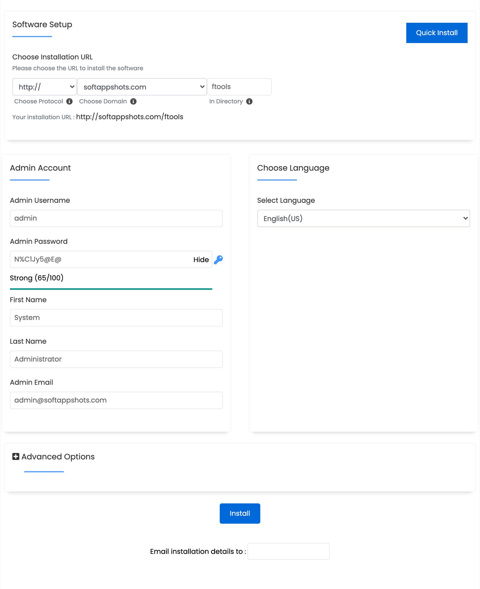 Form Tools Install Options