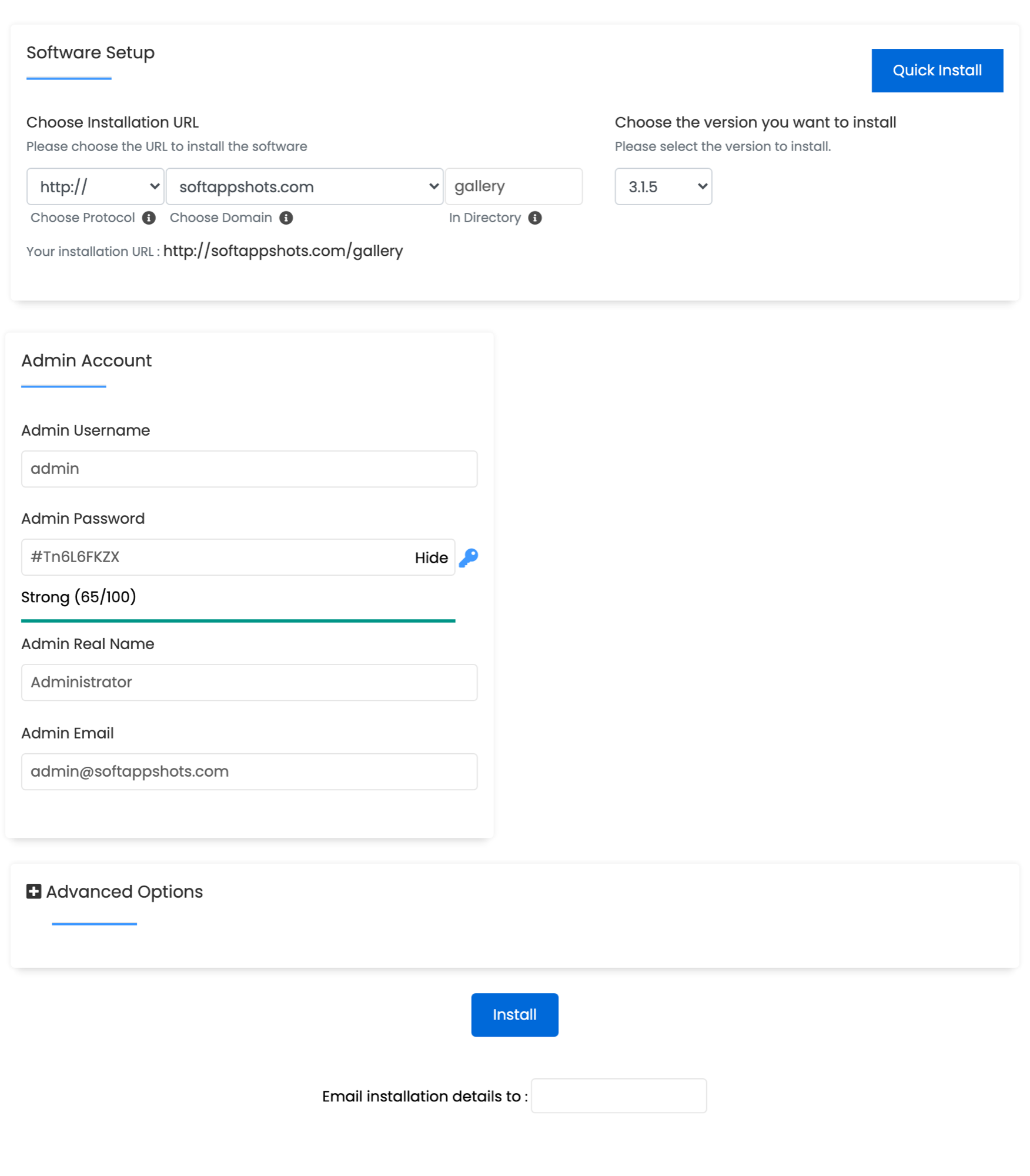 Gallery Install Options
