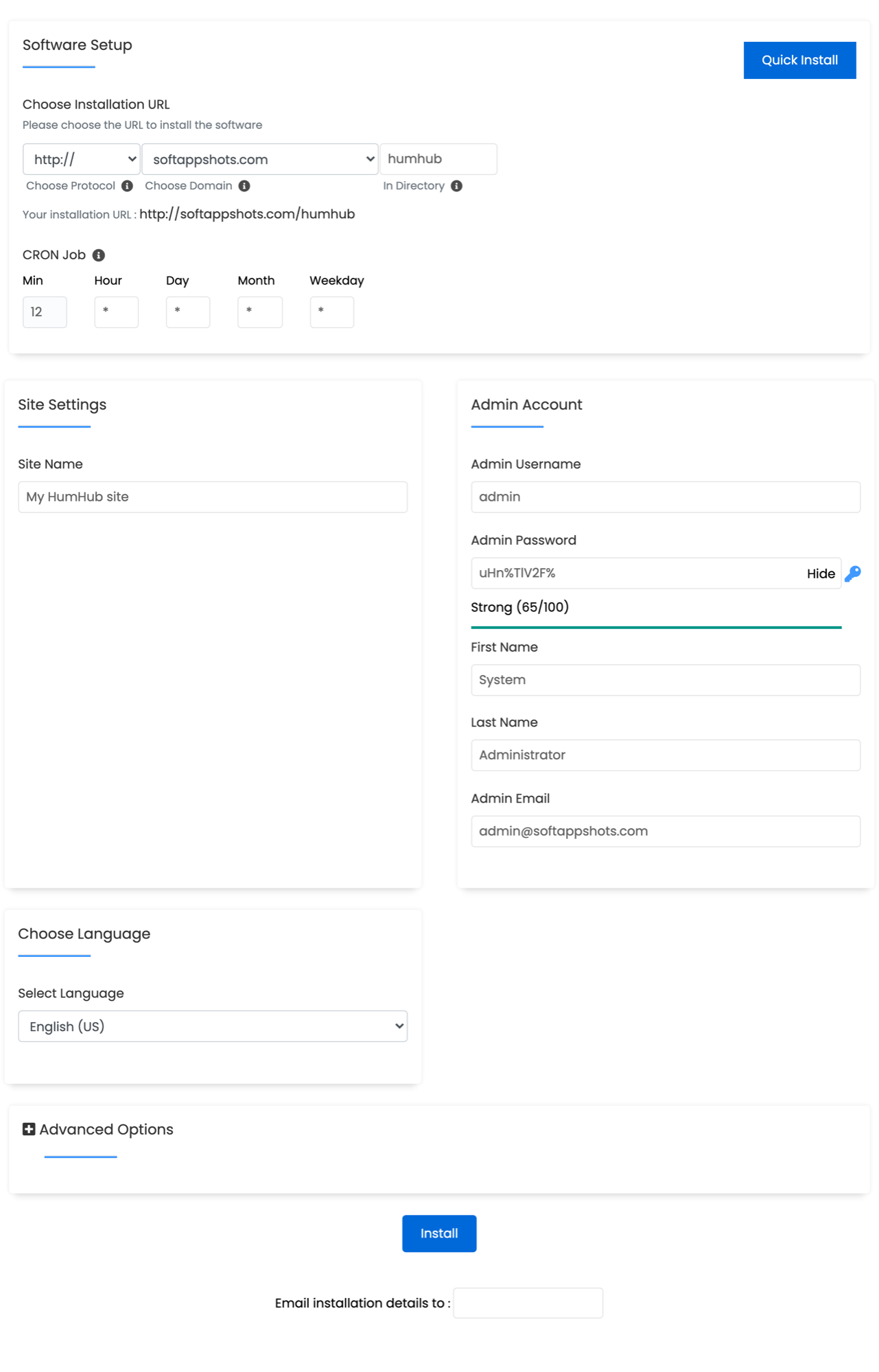 HumHub Install Options