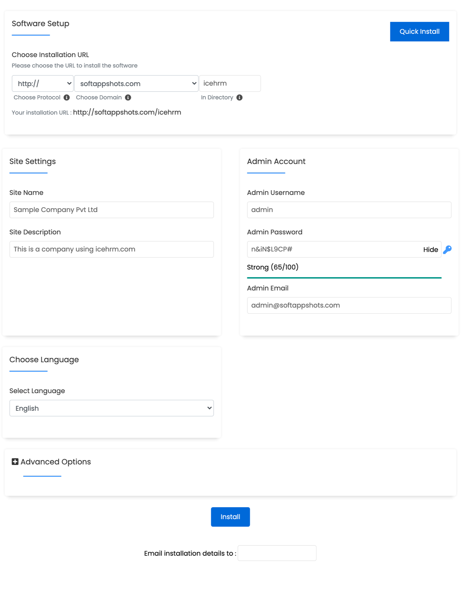 IceHrm Install Options