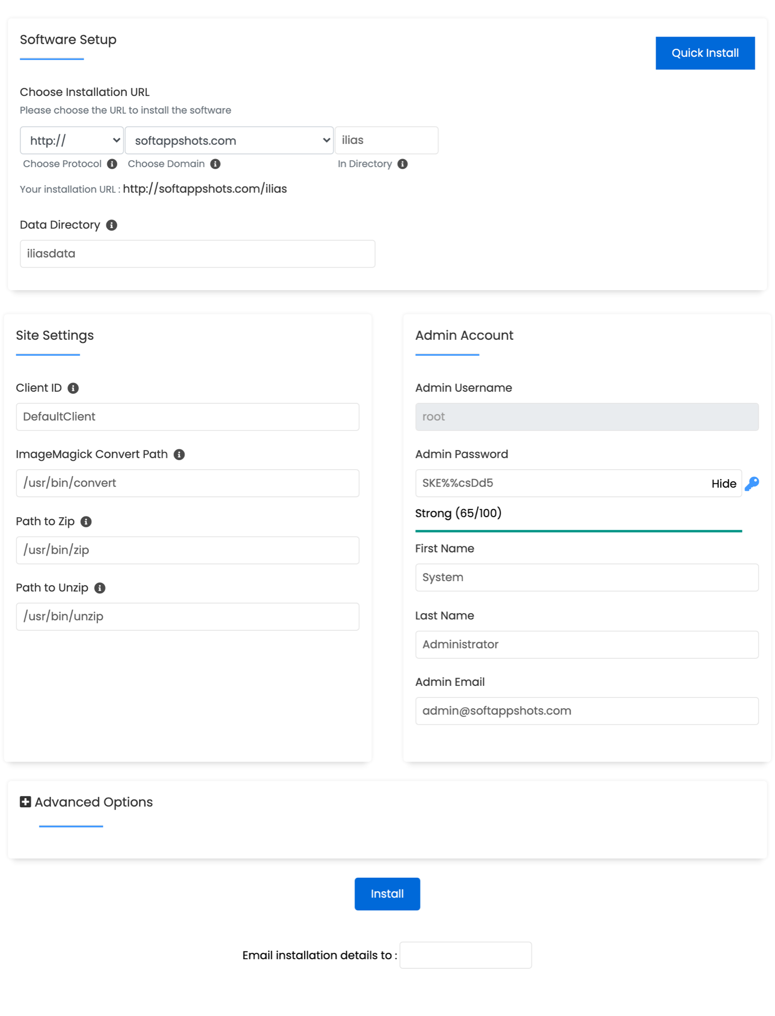ILIAS Install Options