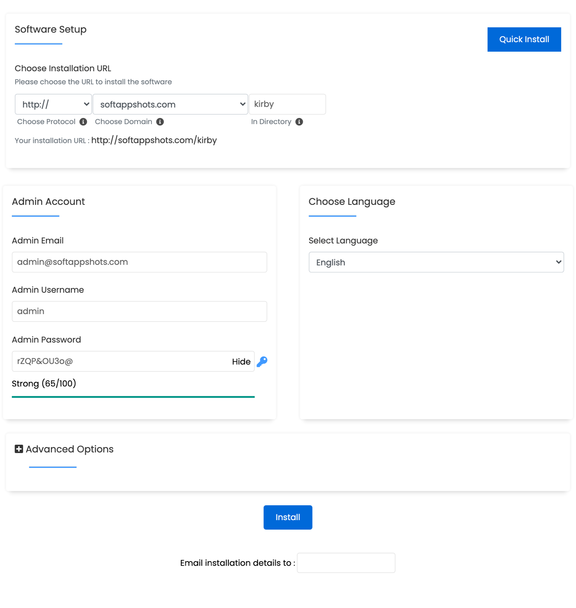 Kirby Install Options