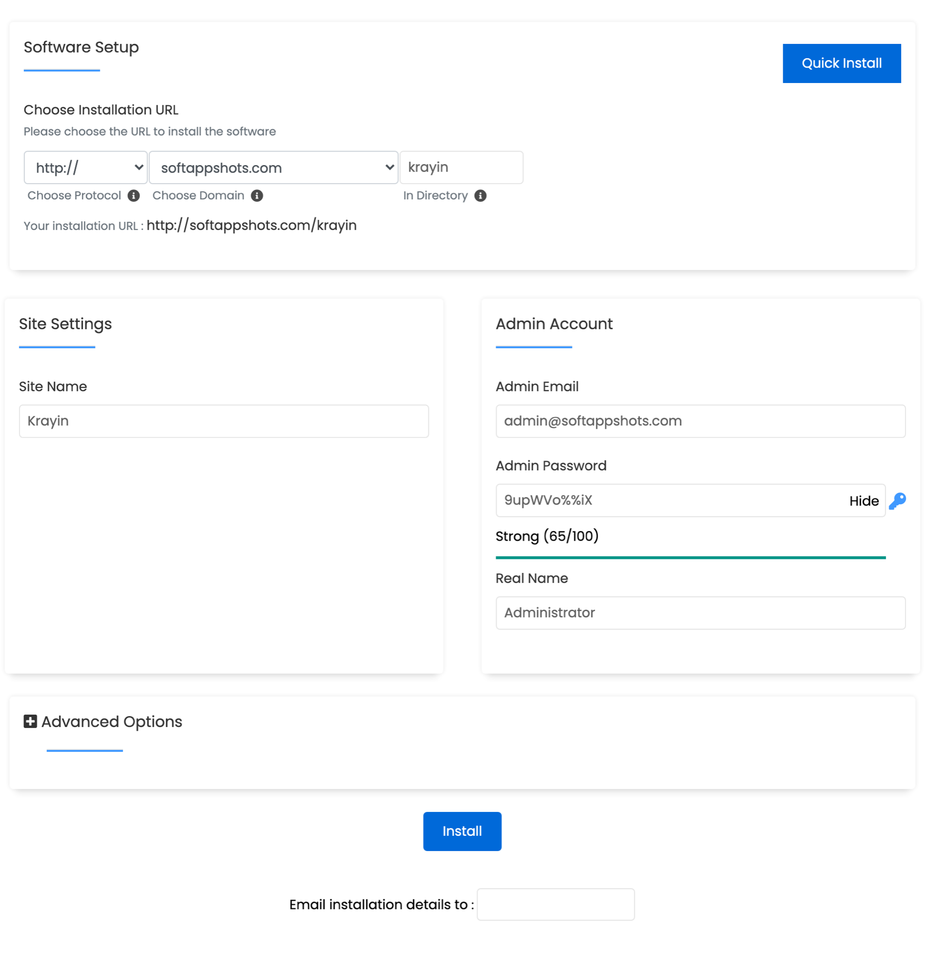 Krayin CRM Install Options