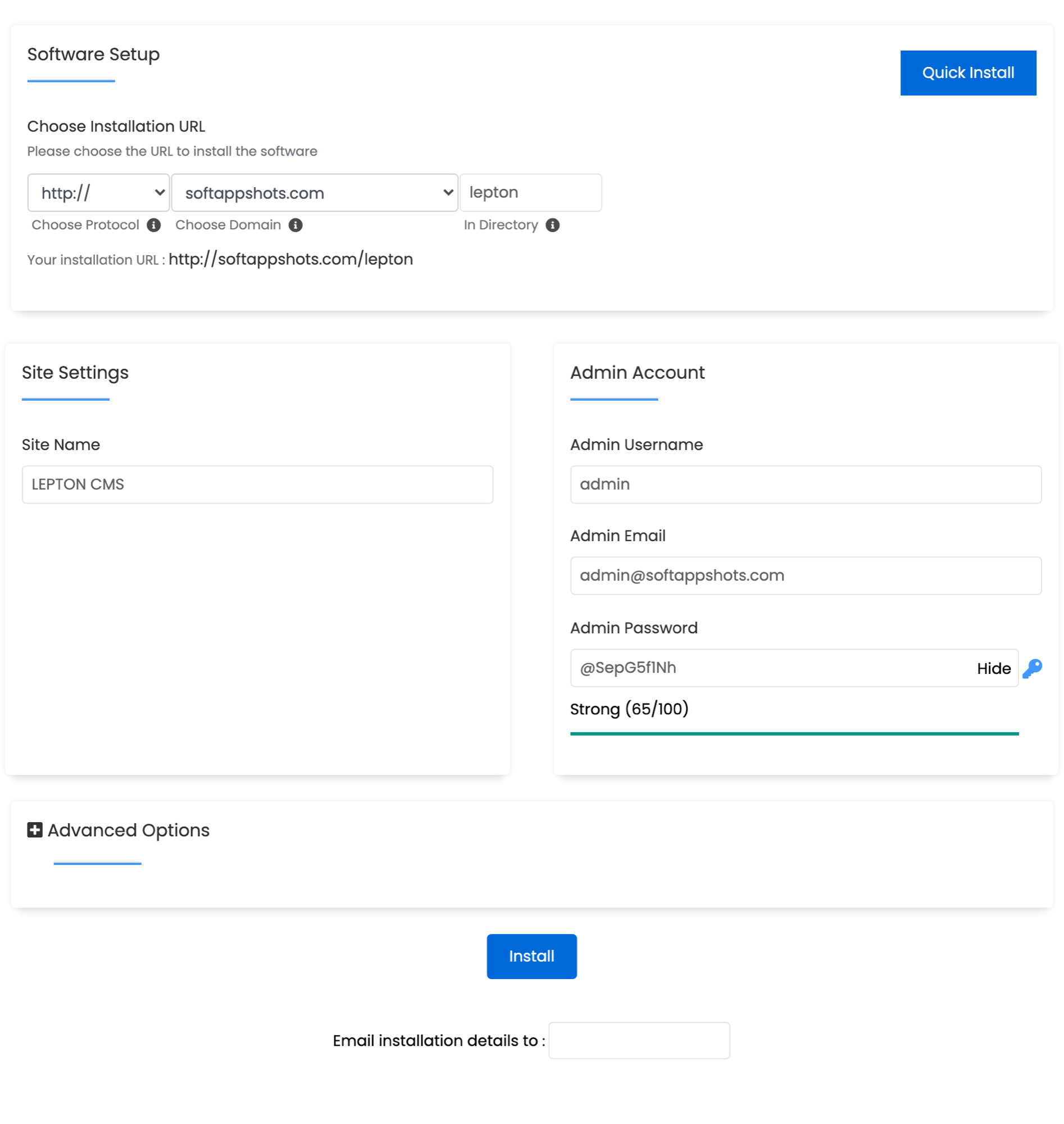 LEPTON Install Options