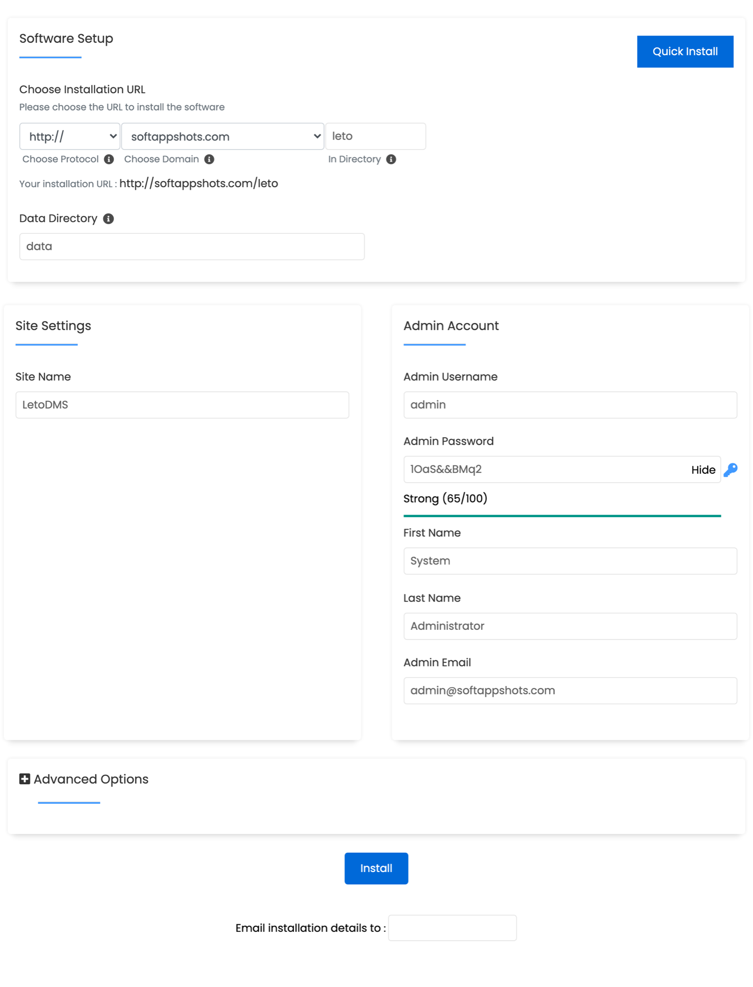 LetoDMS Install Options