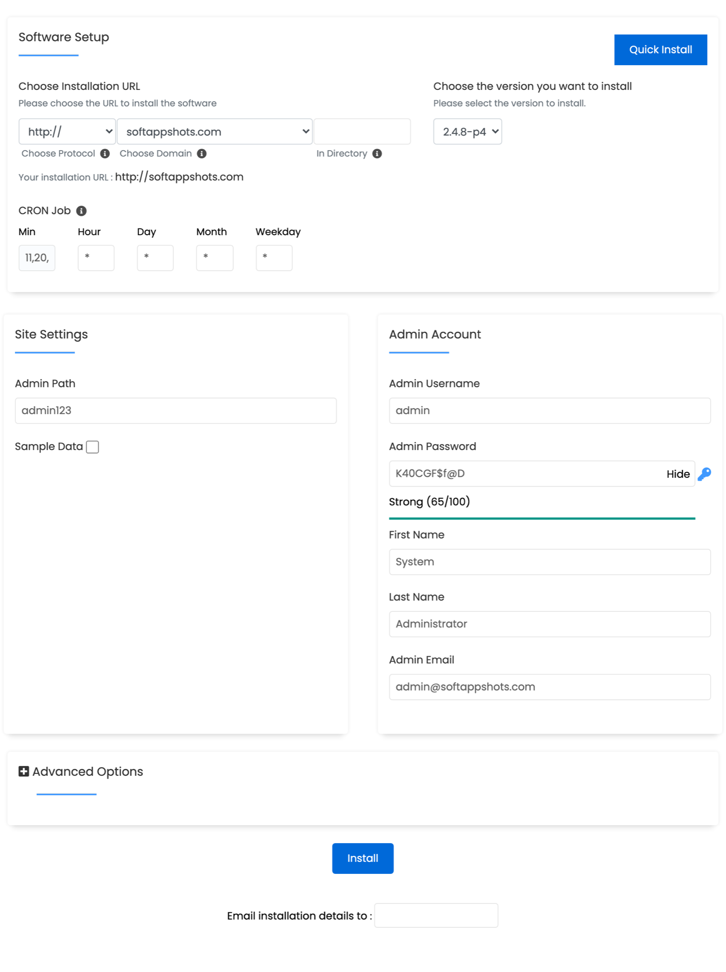 Magento Install Options