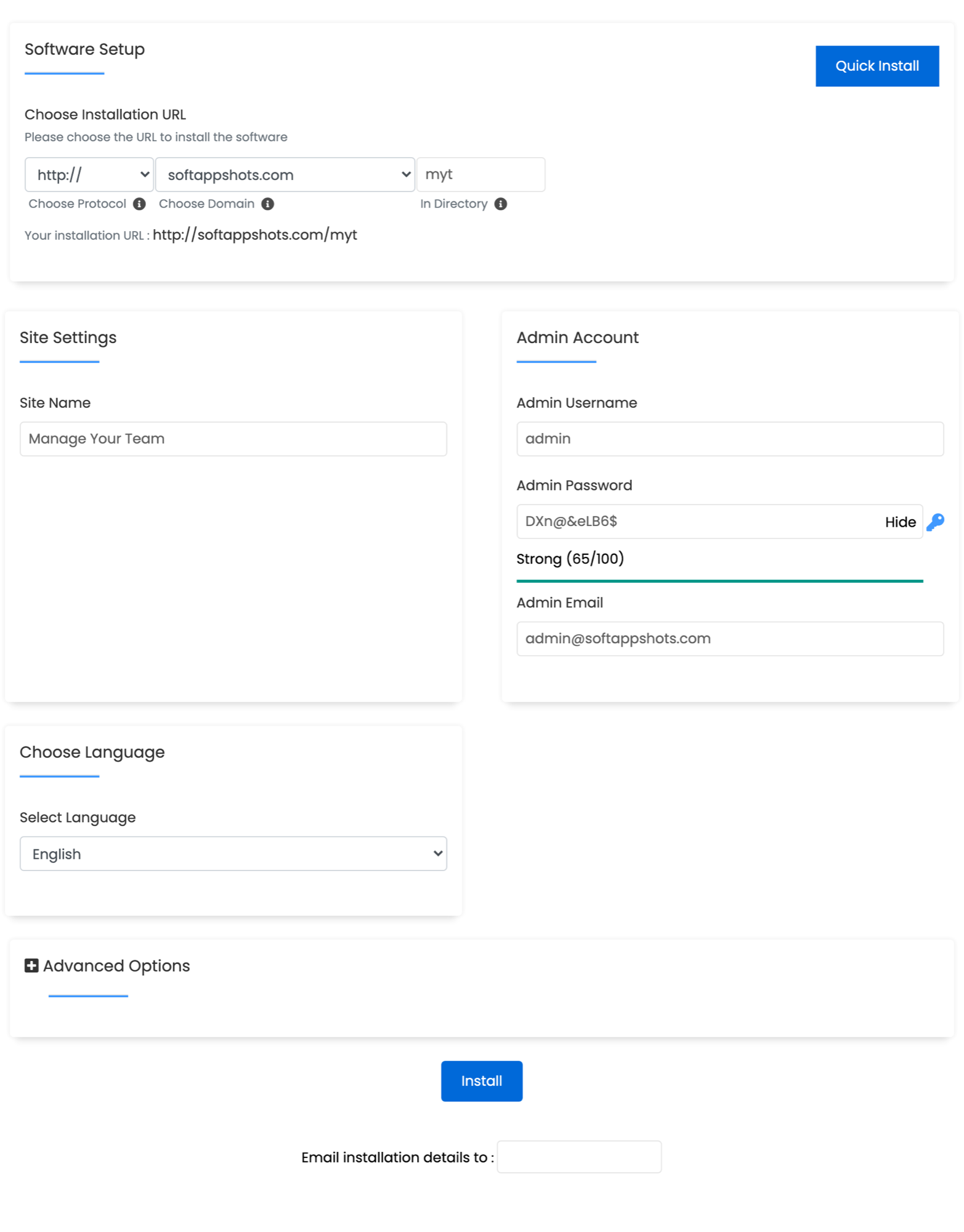 Manage Your Team Install Options