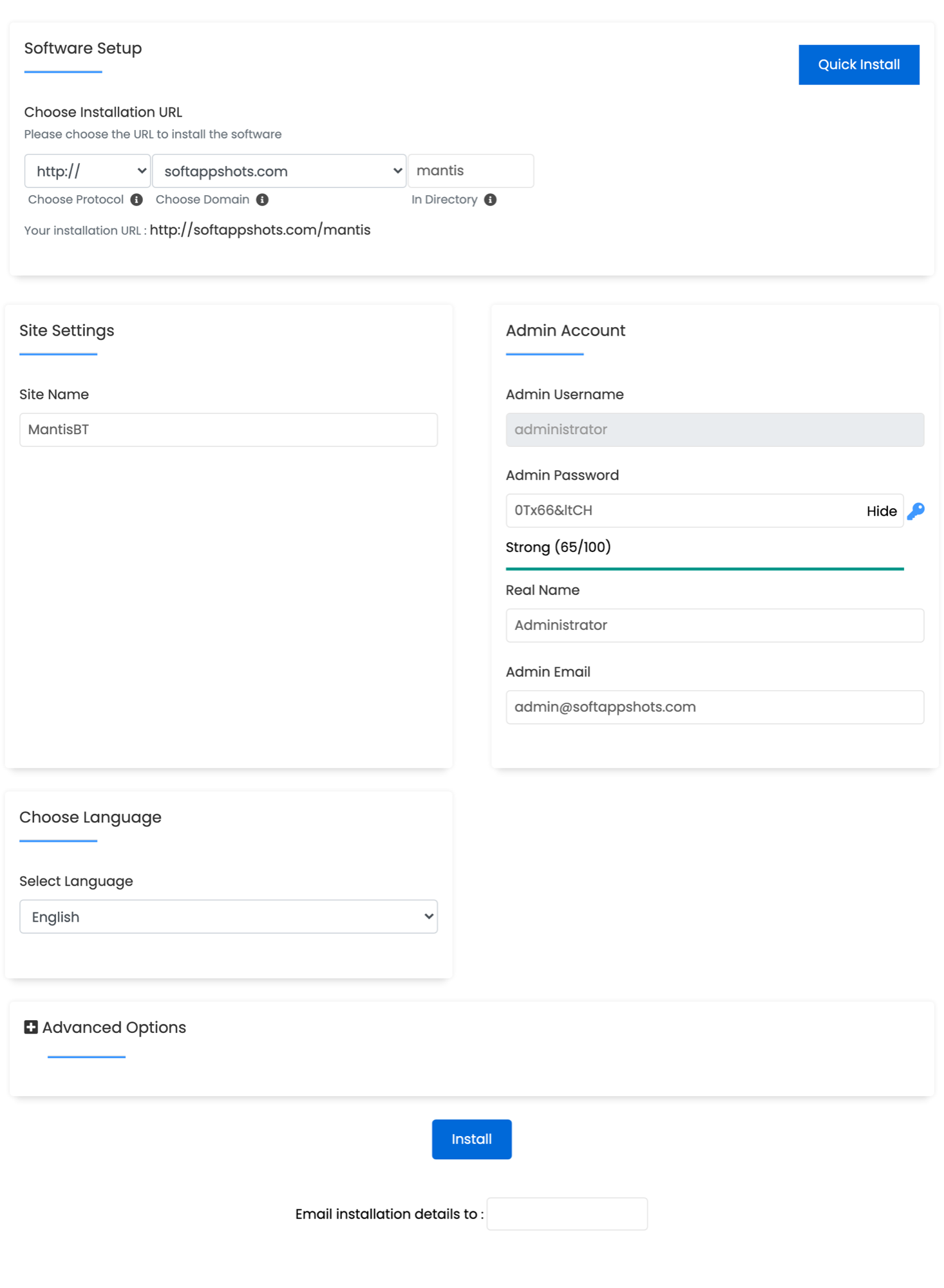 Mantis Bug Tracker Install Options