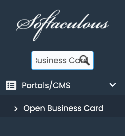 Open Business Card in Softaculous