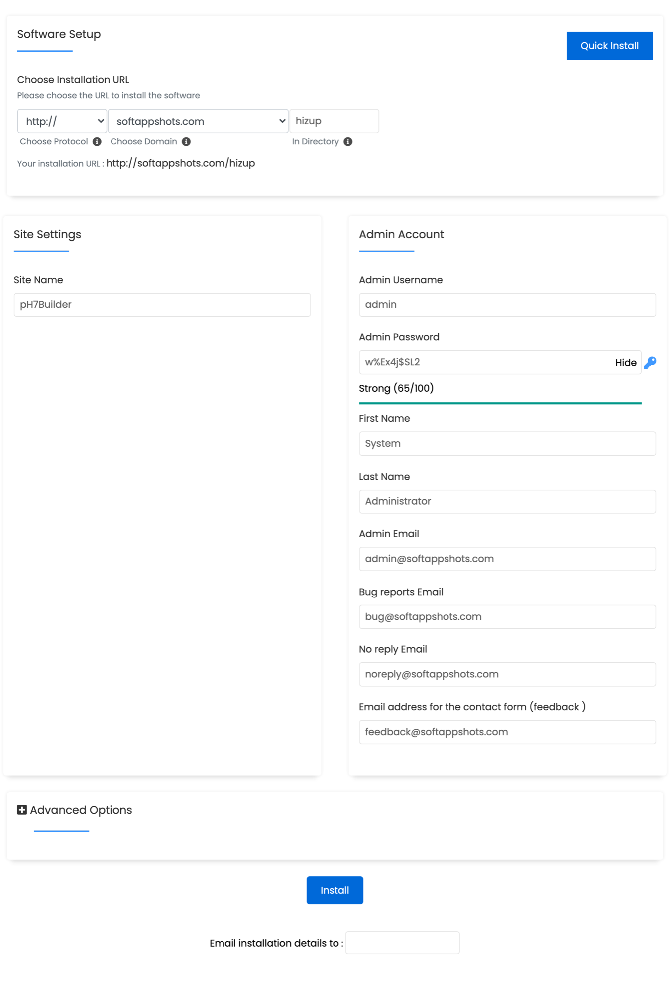 pH7Builder Install Options