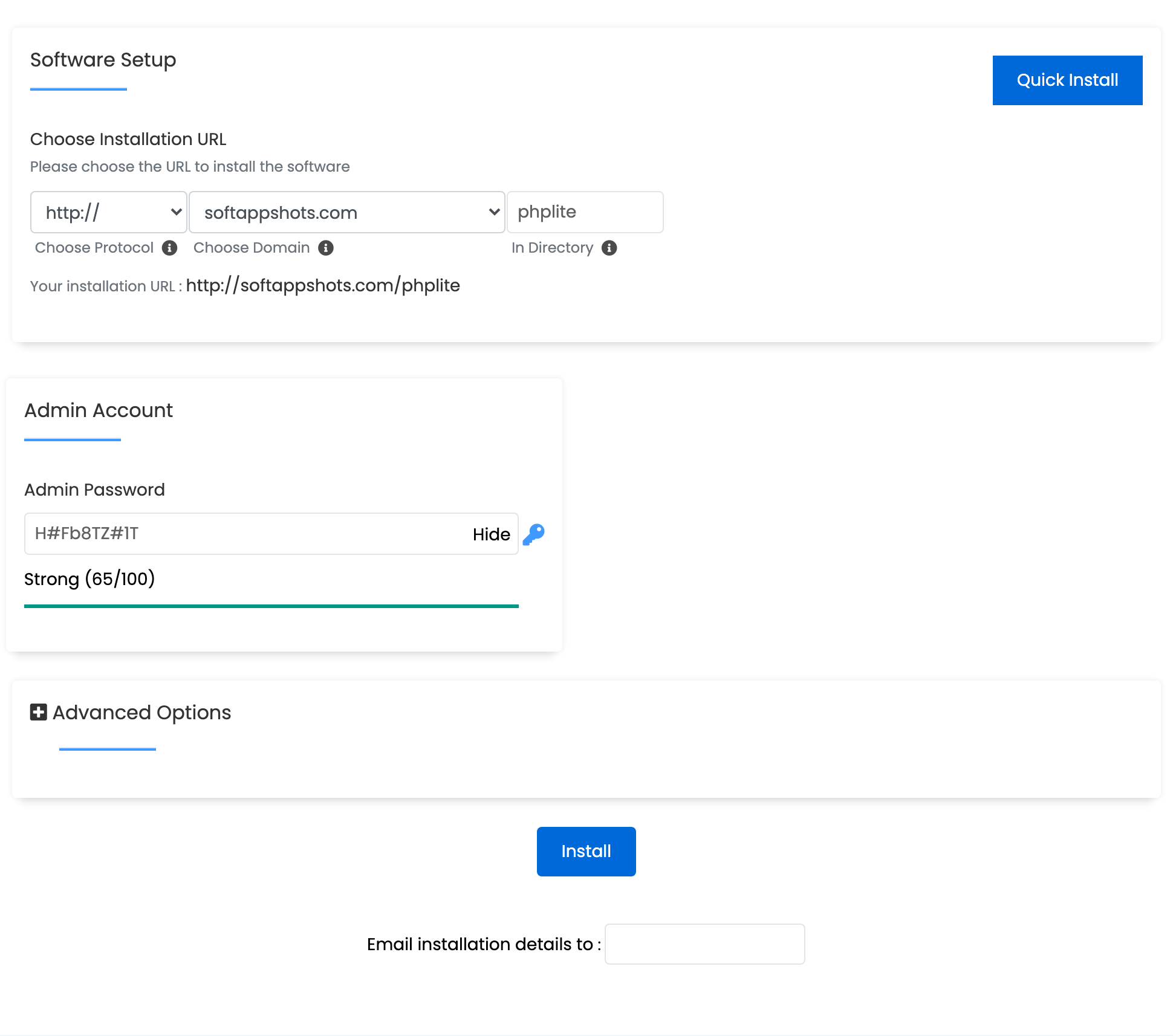 phpLiteAdmin Install Options