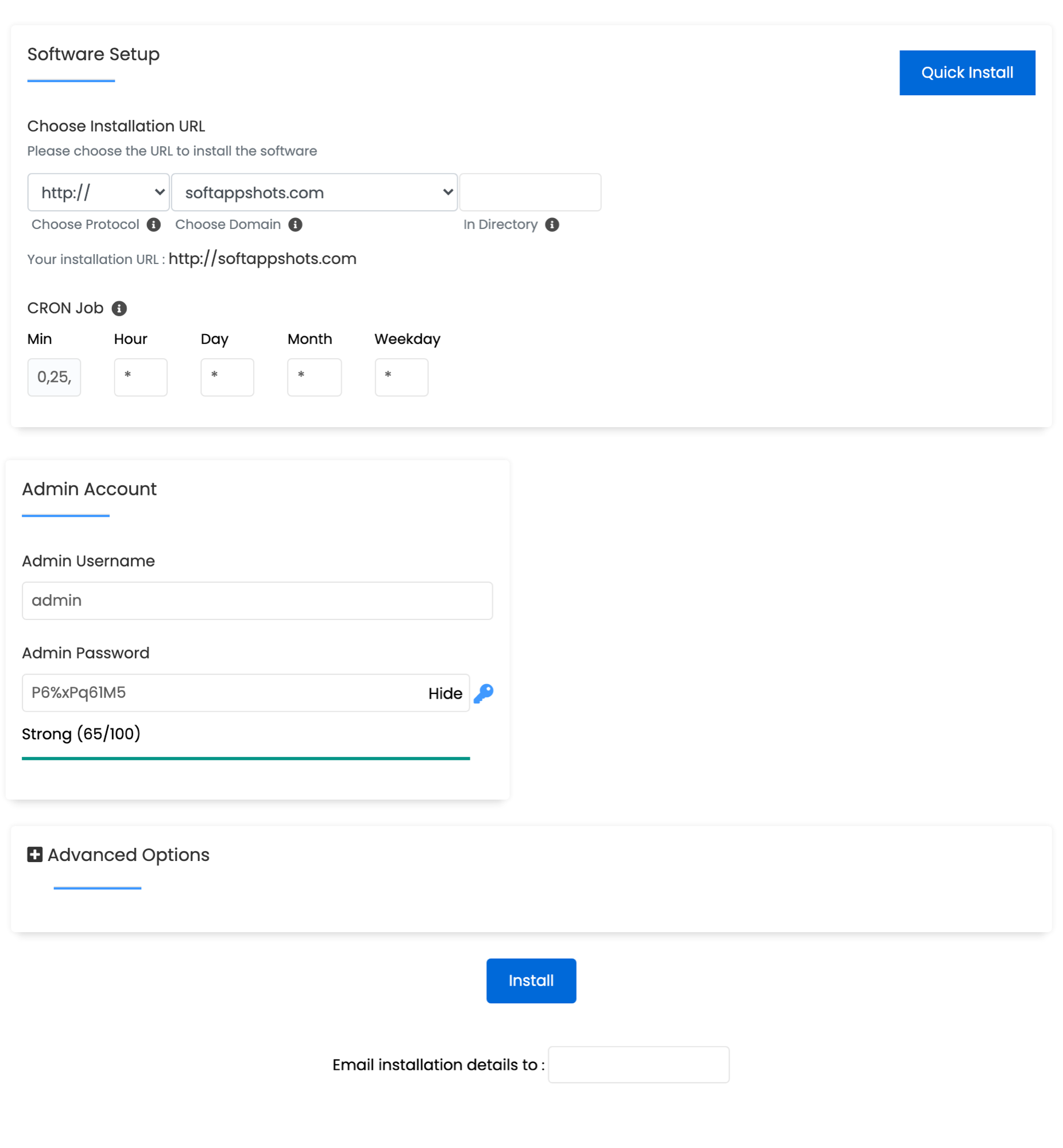 Pimcore Install Options