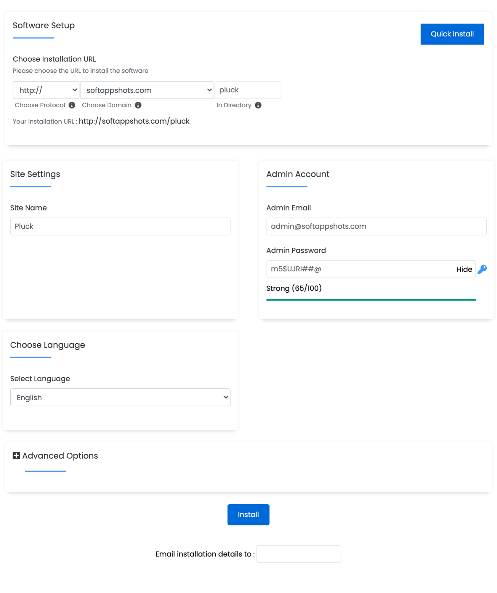 Pluck Install Options