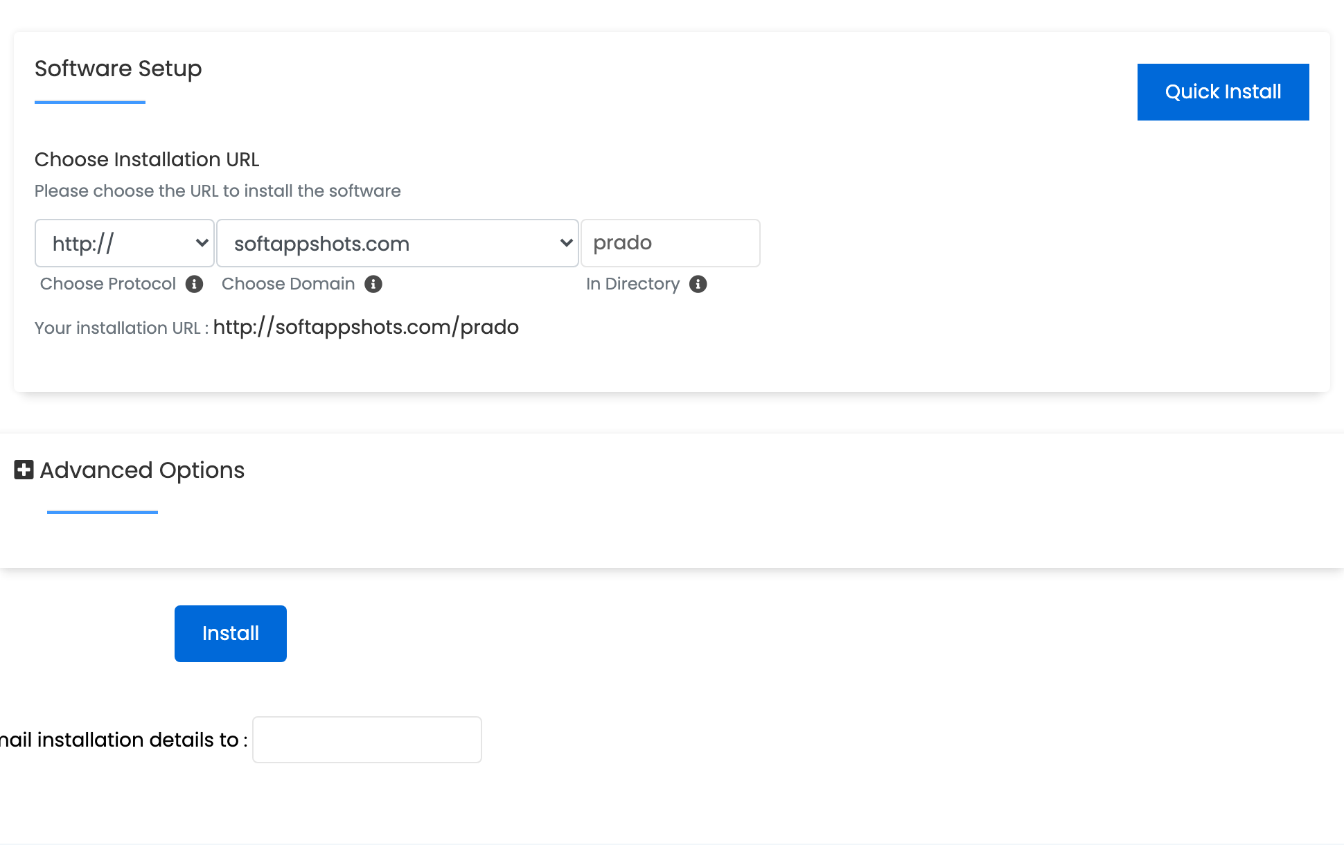 PRADO Install Options
