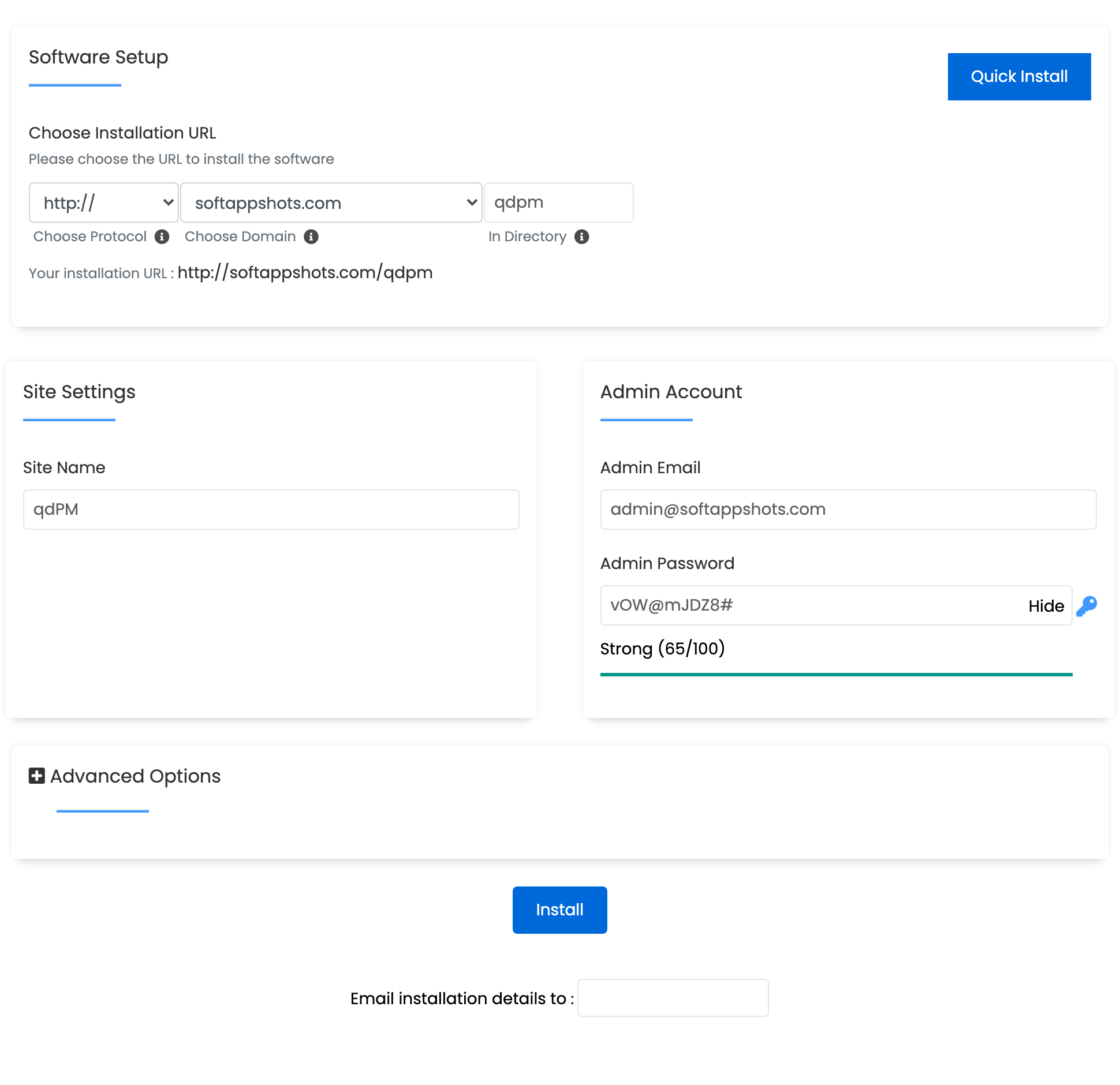 qdPM Install Options