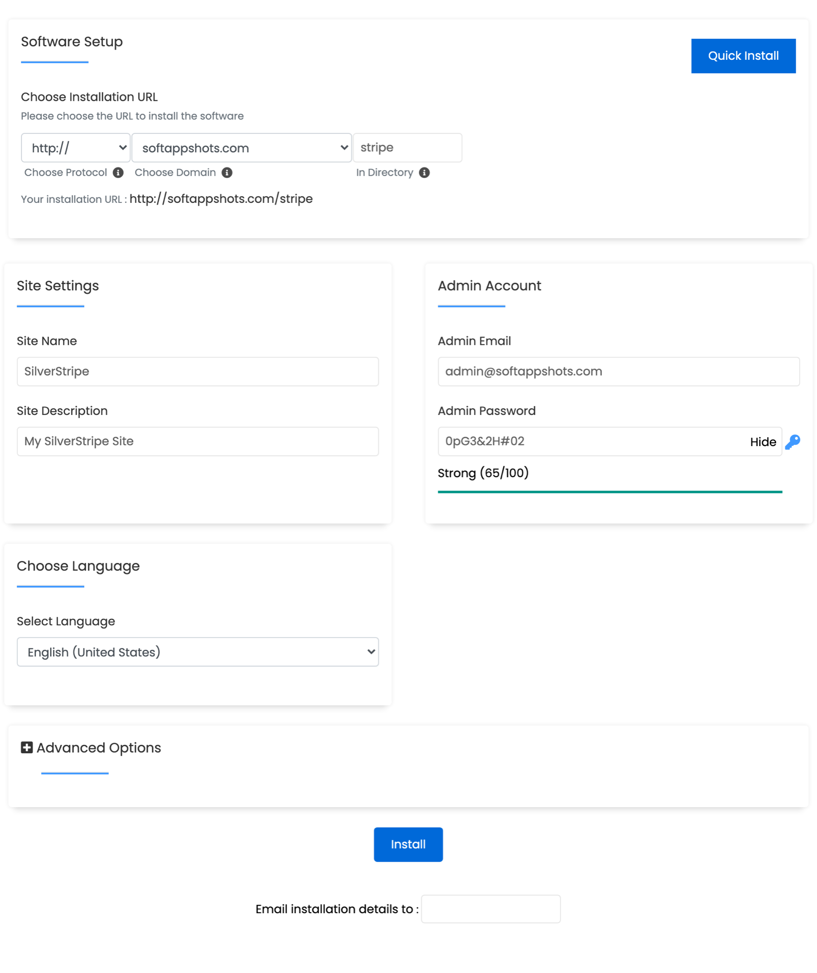 SilverStripe Install Options