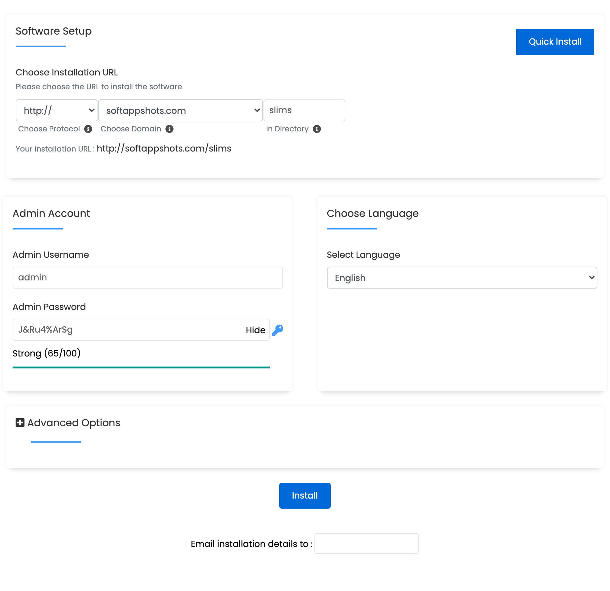 SLiMS Install Options
