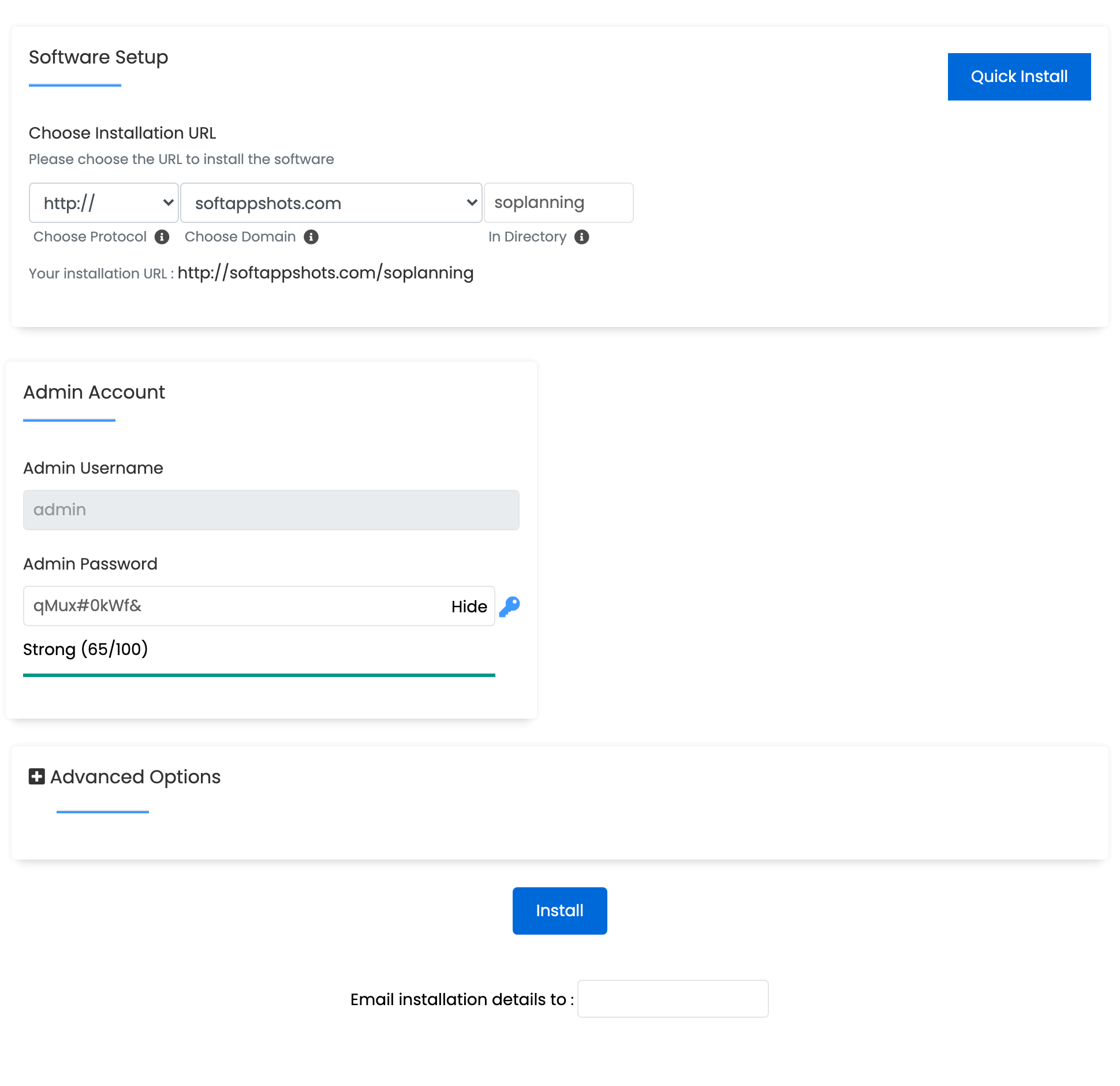 SOPlanning Install Options
