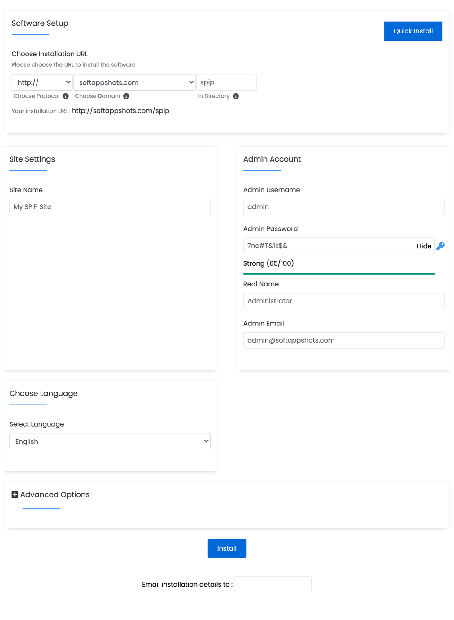 SPIP Install Options