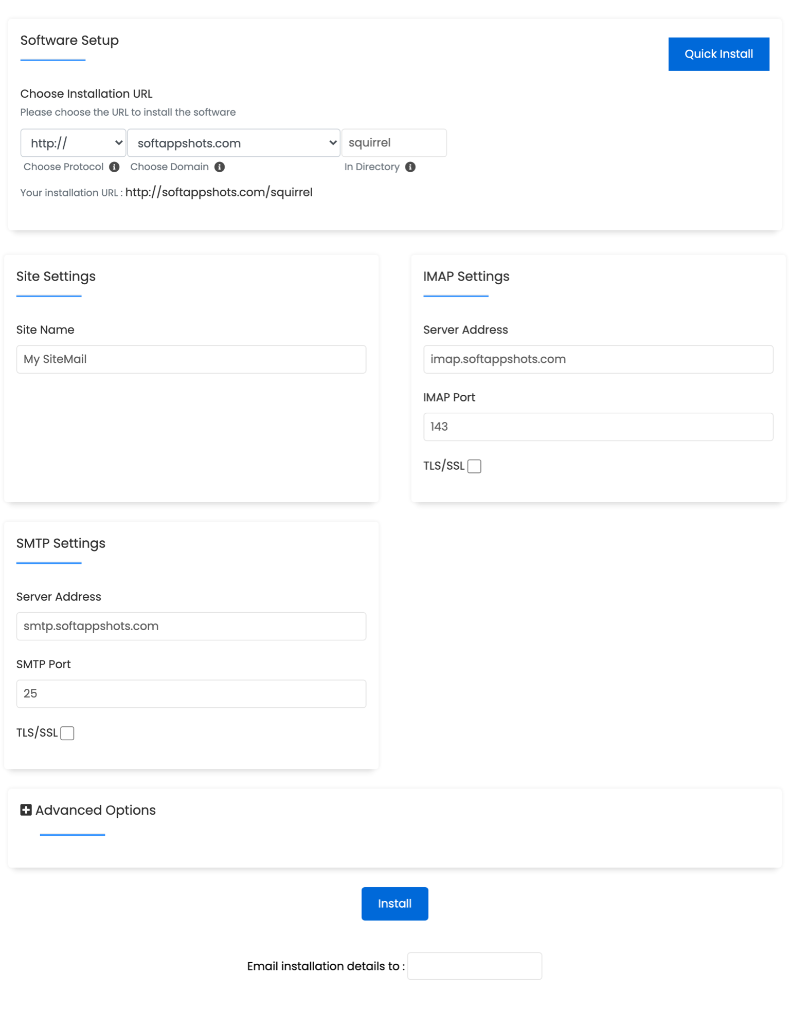 SquirrelMail Install Options