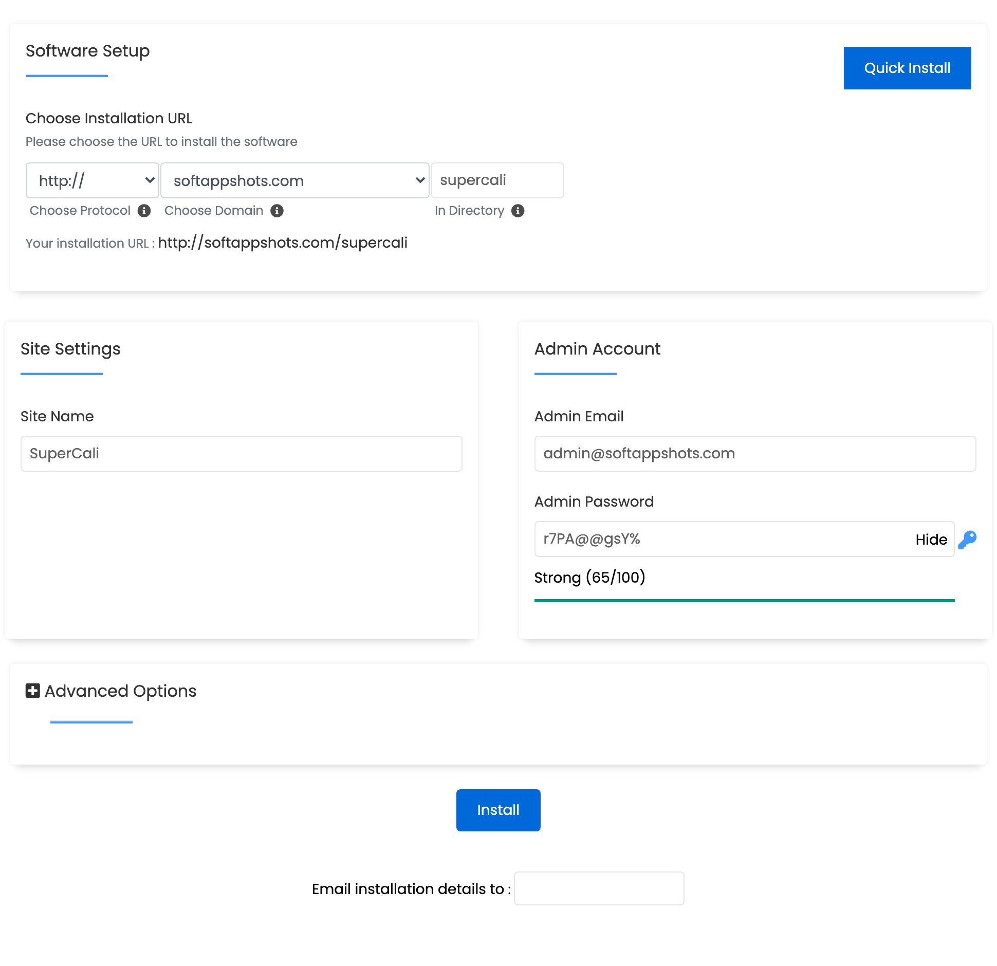 SuperCali Install Options