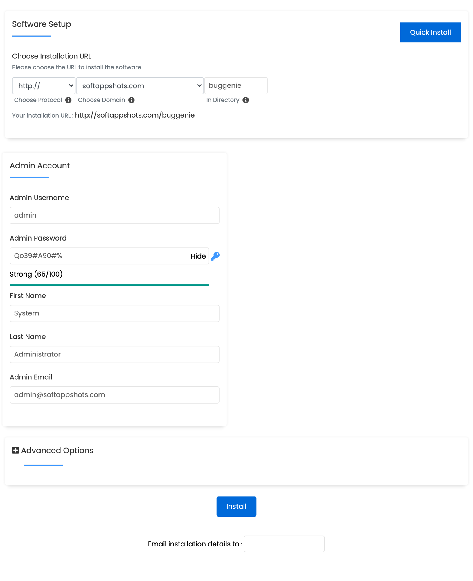 The Bug Genie Install Options