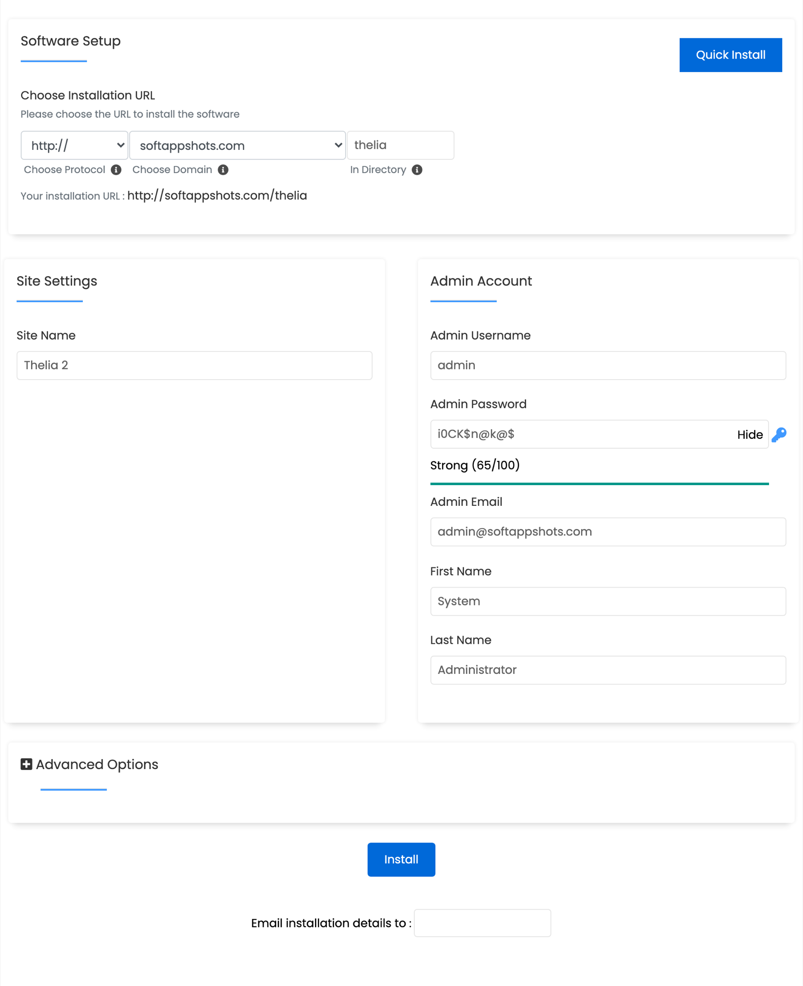Thelia 2 Install Options