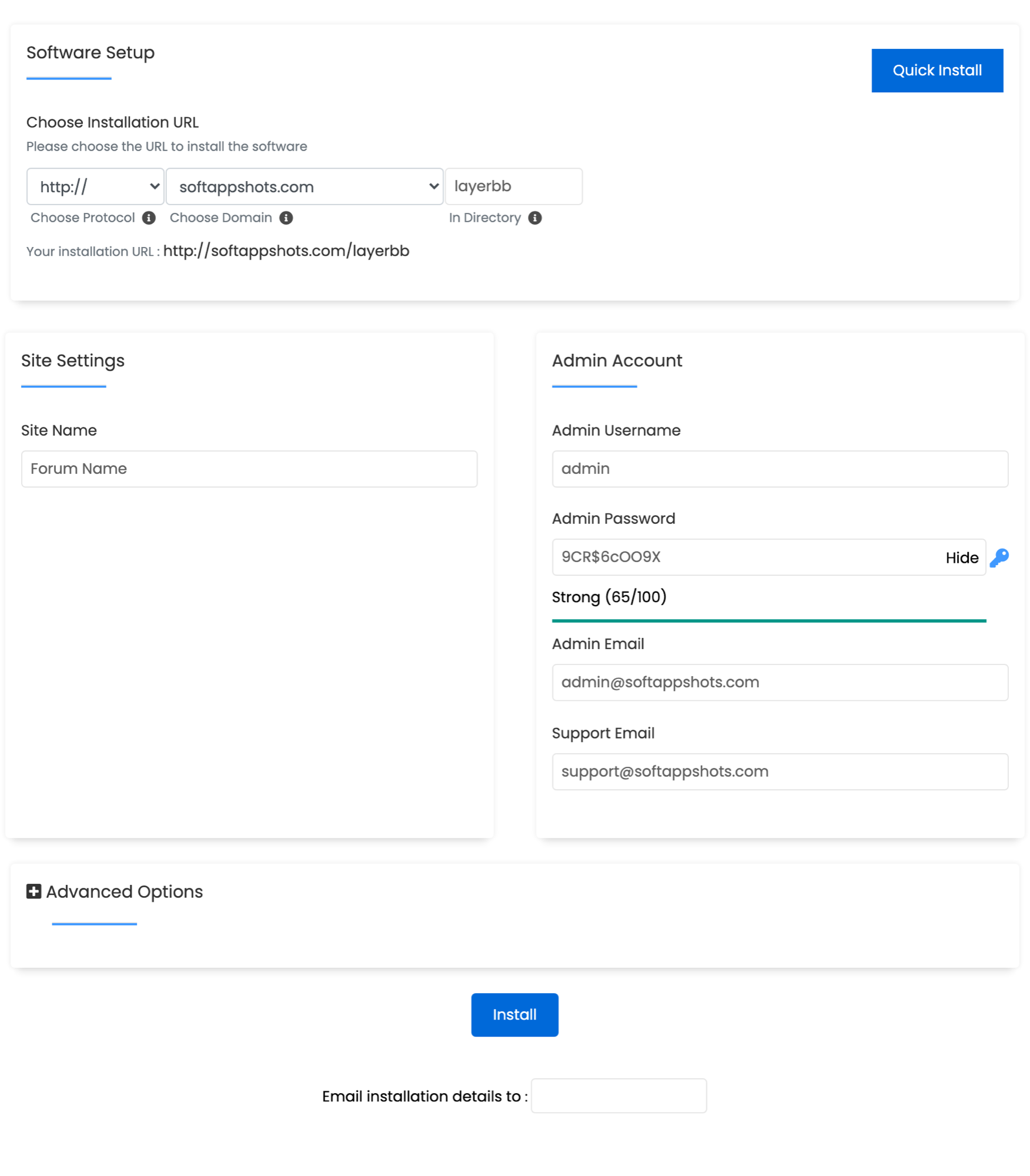 TidyBB Install Options