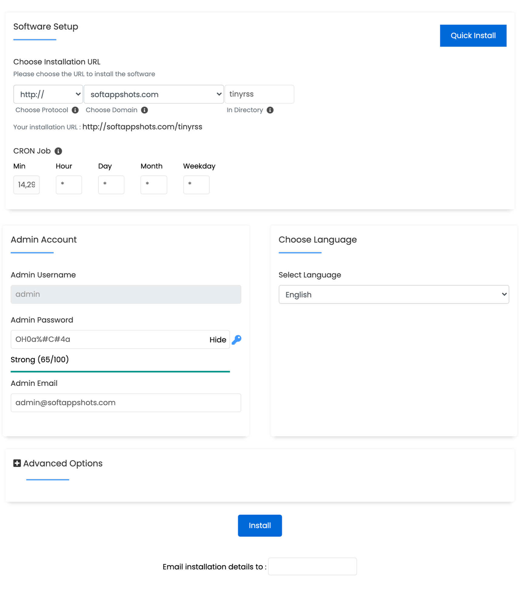 Tiny Tiny RSS Install Options